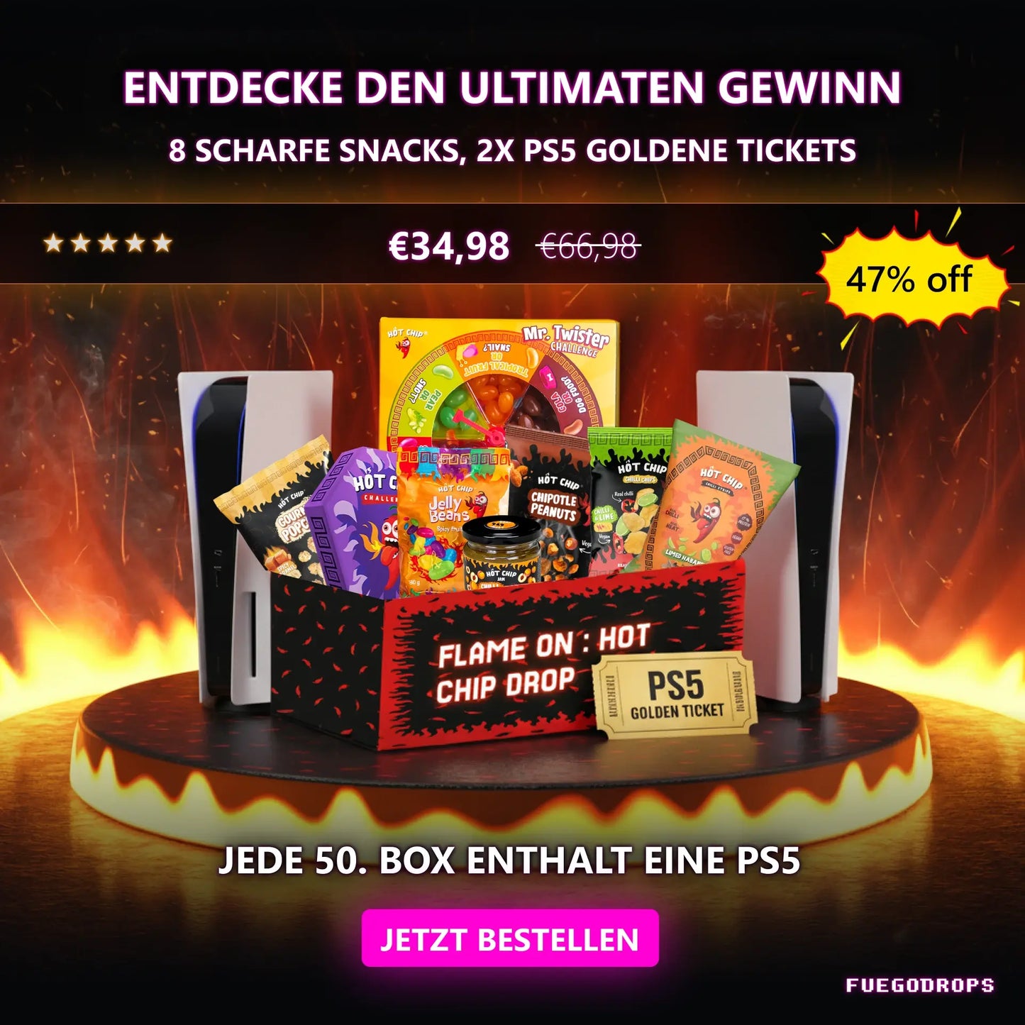 FLAME-ON DROP™ – Win 1 of 2 PS5 | Only 100 Drops